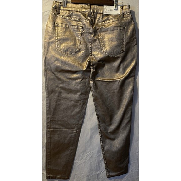 NWT EST 1946 DENIM Gold Metalic Skinny Mid-Rise Pants Women's Size 16 - Picture 4 of 8
